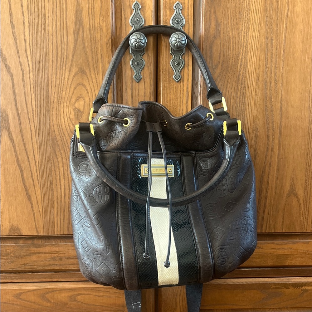 L.A.M.B. Brown and Cream Leather Shoulder Bag